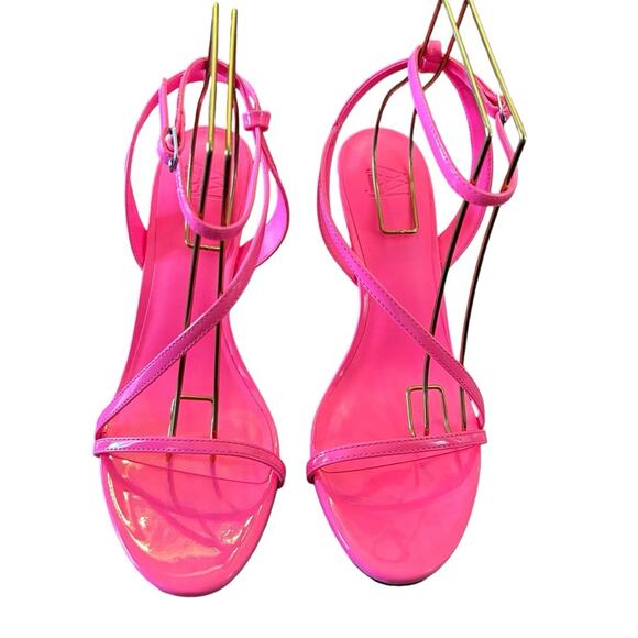 AAJ by Aminah Zayn Lucite Heel Asymmetrical Strap Dress Sandals NEW Size 8.5 - Picture 4 of 11